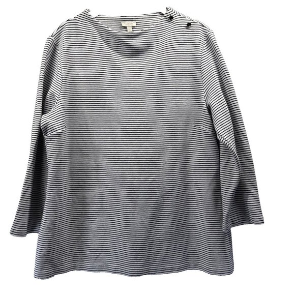 Talbots Tops - Talbots Women's Top Size Large Black White Stripe Pullover Thick Knit 3/4 Sleeve